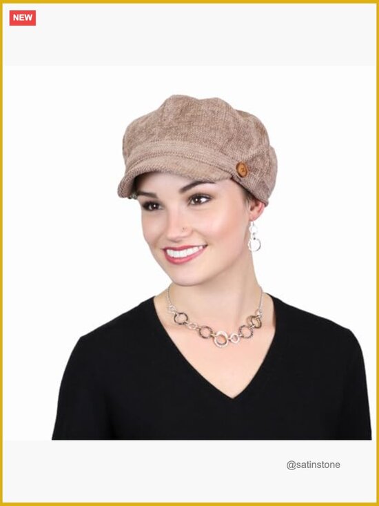 Newsboy Cap Chemo Headwear Tweed Corduroy Chenille Hat Ladies Head Covering Sun
